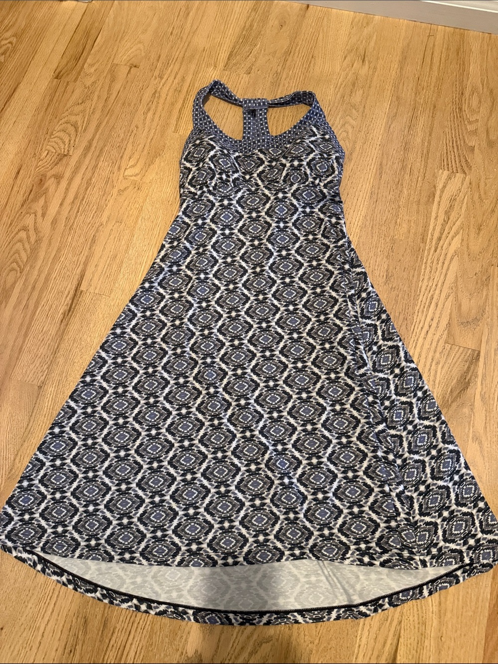Prana Blue Geometric High-Low Tank Dress